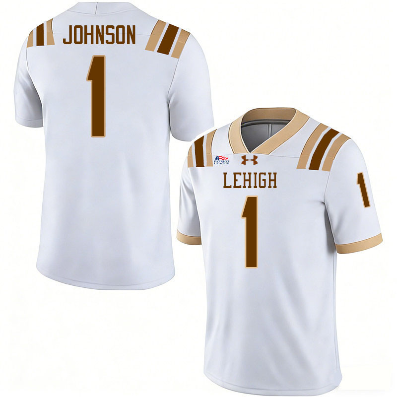 Lehigh Mountain Hawks #1 Hayden Johnson College Football Jerseys,Uniforms-White